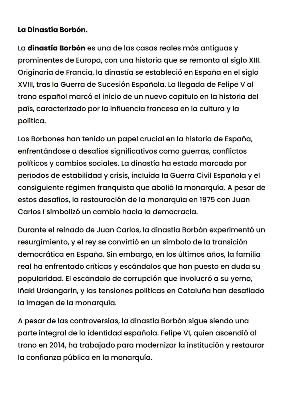 # La Dinastía Borbón.

La dinastía Borbón es una de las casas reales más antiguas y
prominentes de Europa, con una historia que se remonta a