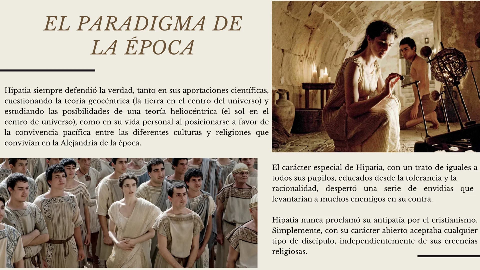 HIPATIA DE ALEJANDRÍA
Película Ágora AGORA
UNA PELICULA DE ALEJANDRO AMENÁBAR
Hipatia de Alejandría, la primera
mujer matemática
Análisis de