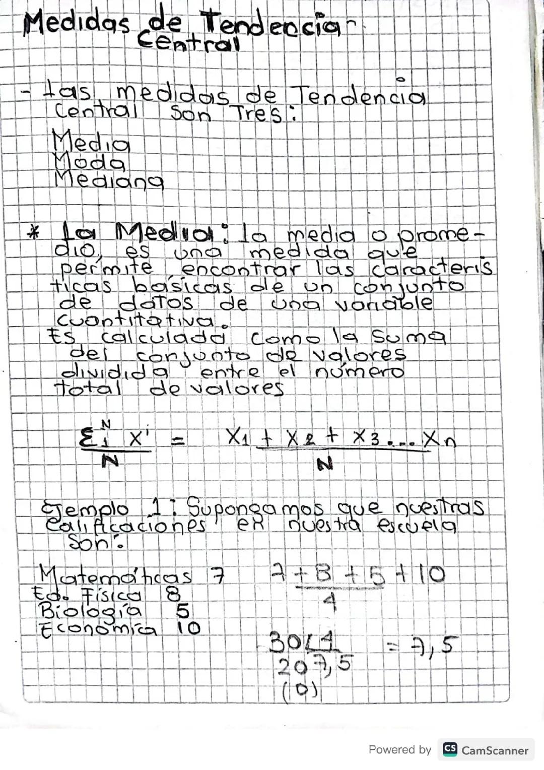 MEDIDAS DE TENDENCIA CENTRAL