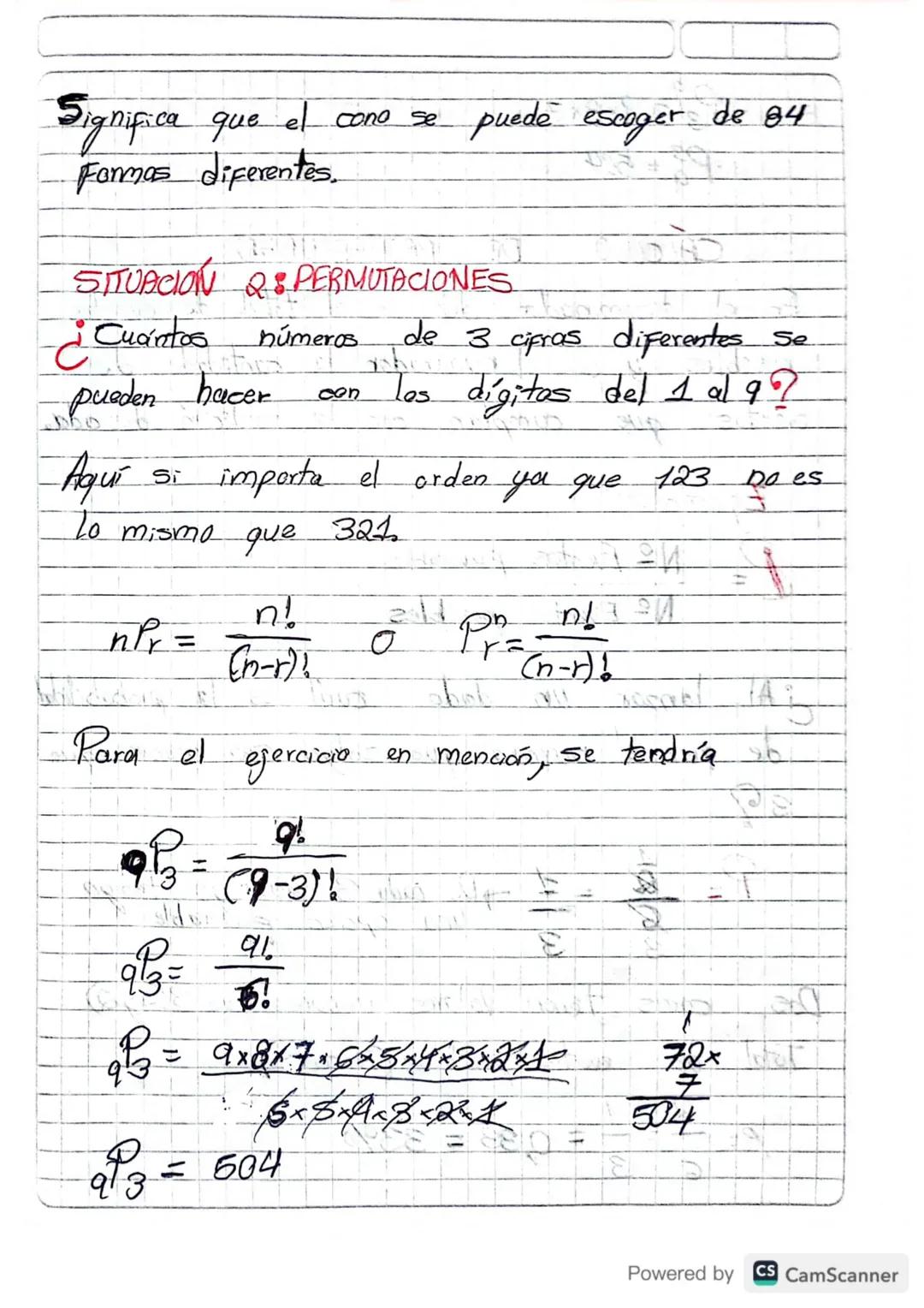 n factoria(=m-1)x(n-2) x....3

Por ejemplo:

5!=5×4×3×2×1=120

4!=4×3×2×1=24

3!=3x2x16

2!= 2x1= 2

1 = 1

0!=1

10

Se debe tener en cuent