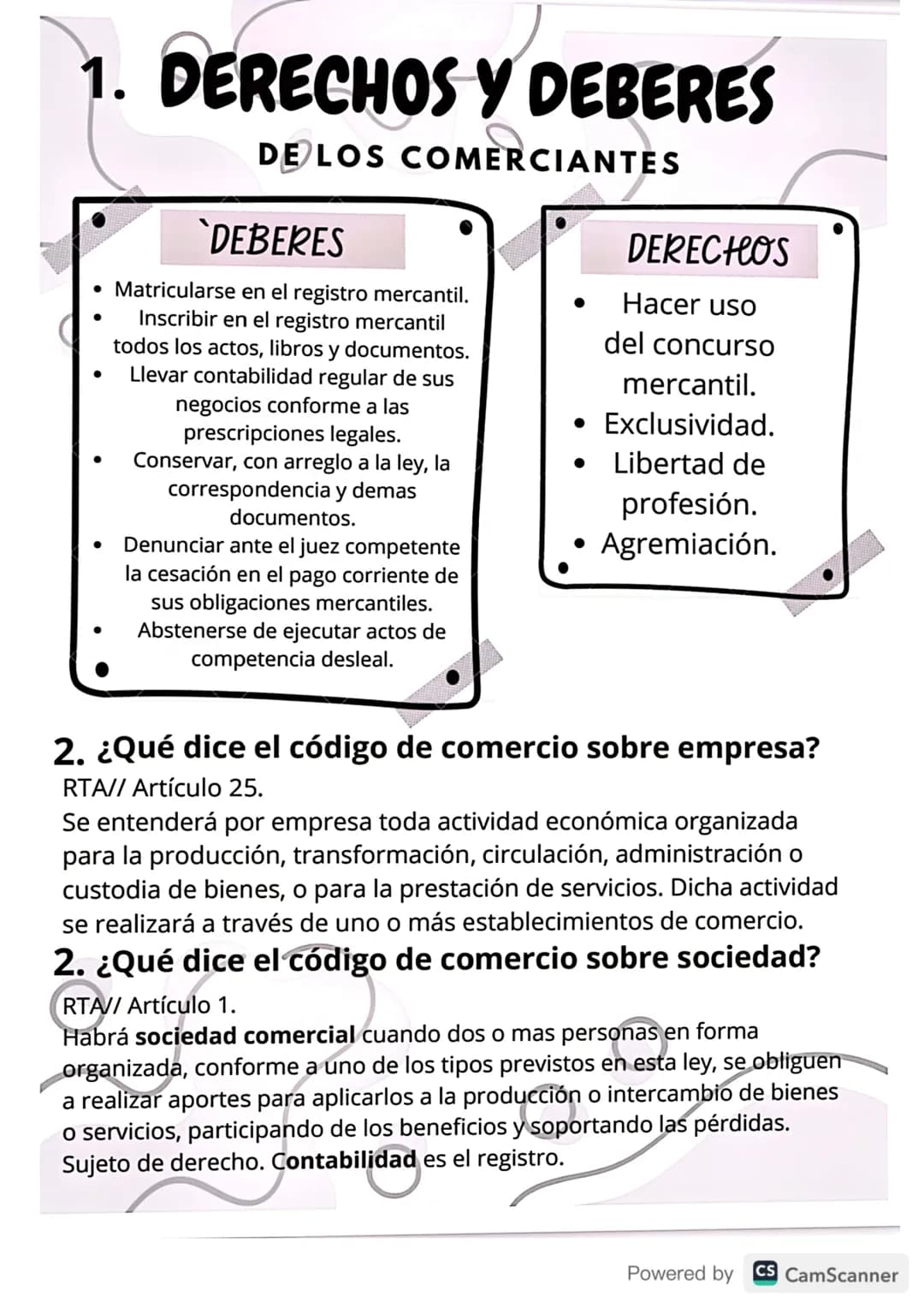 1. DERECHOS Y DEBERES
DE LOS COMERCIANTES
DEBERES
• Matricularse en el registro mercantil.
Inscribir en el registro mercantil
•
•
•
•
todos 