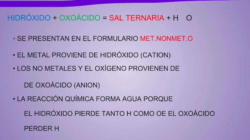 NOMENCLATURA
COMPUESTOS BINARIOS
DE OXIGENO
(nomenclatura tradicional) METAL + OXIGENO = ÓXIDO
Con número de oxidación: ÓXIDO.
...(nombre de