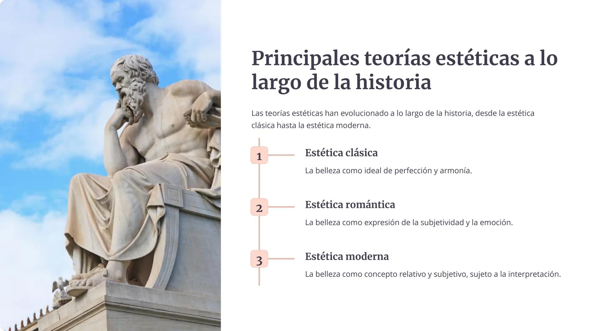 la filosofía del
arte
La filosofía del arte indaga en la naturaleza del arte, su función
en la sociedad y la experiencia estética que produc