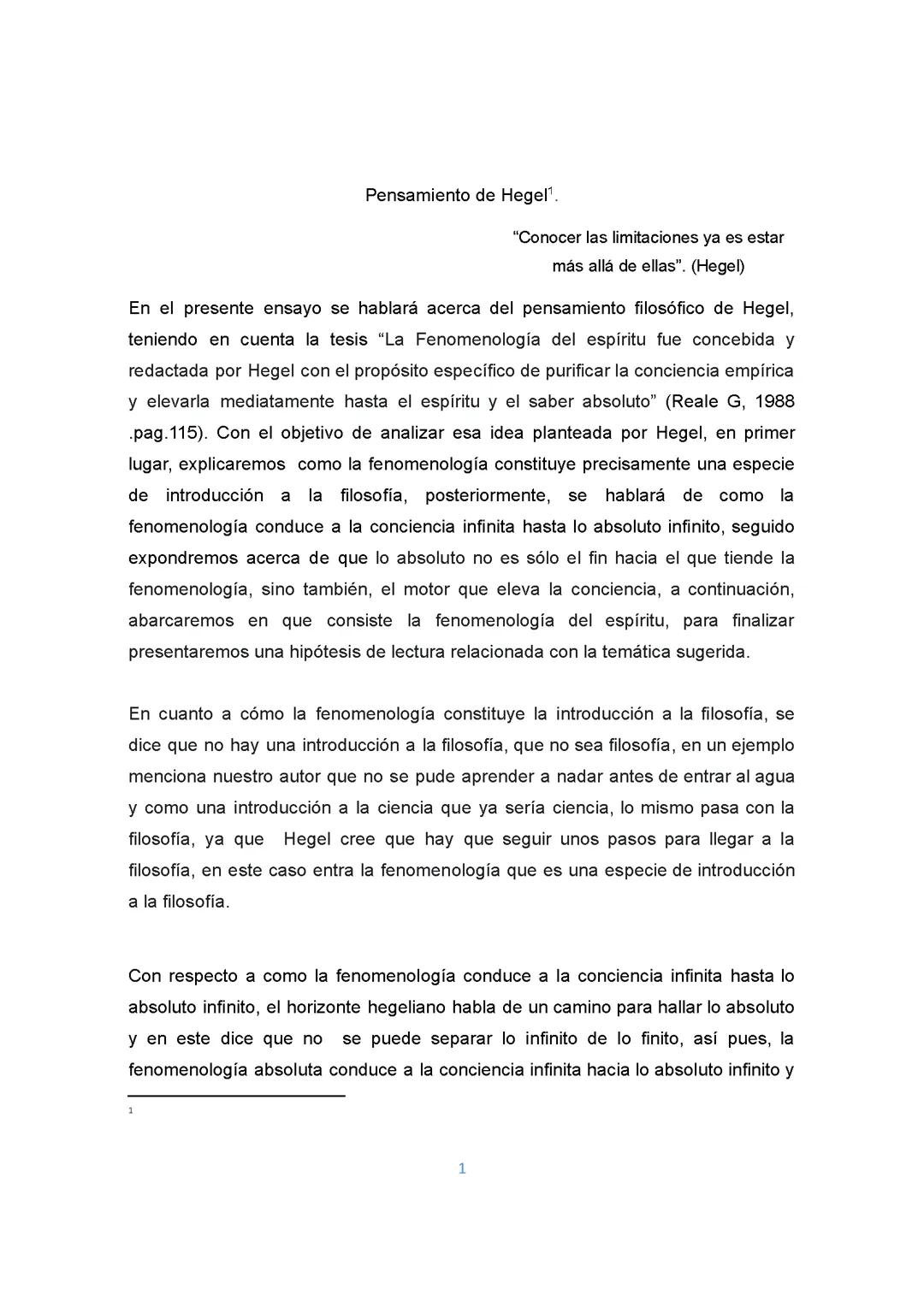 El pensamiento filosófico de Hegel: Un ensayo explicativo