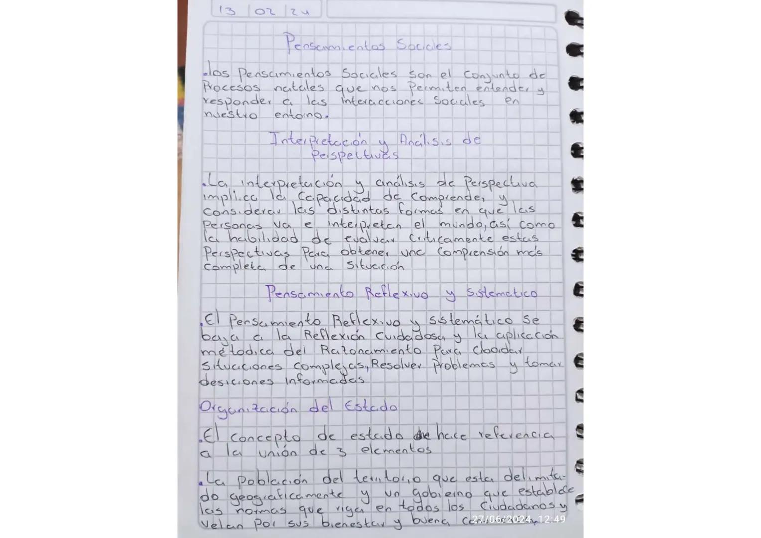 13 02 24

Pensamientos Socicies.

- los Pensamientos Sociales son el Conjunto de
Procesos natales que nos permiten entender y
responder a la