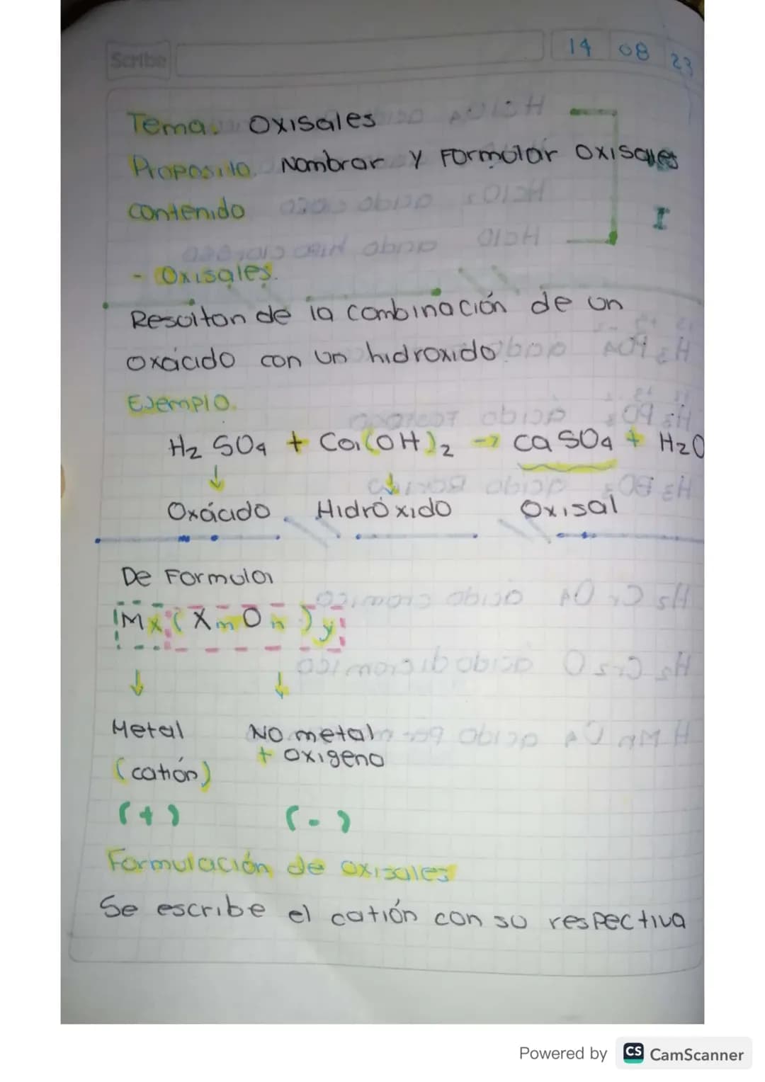 Scribe
Tema Oxisales
14 08
AUCH
Proposito Nombrar y Formolor oxisqe
Contenido
020015 obpp
- Oxisales.
이매
Resoiton de la combinación de un
ox