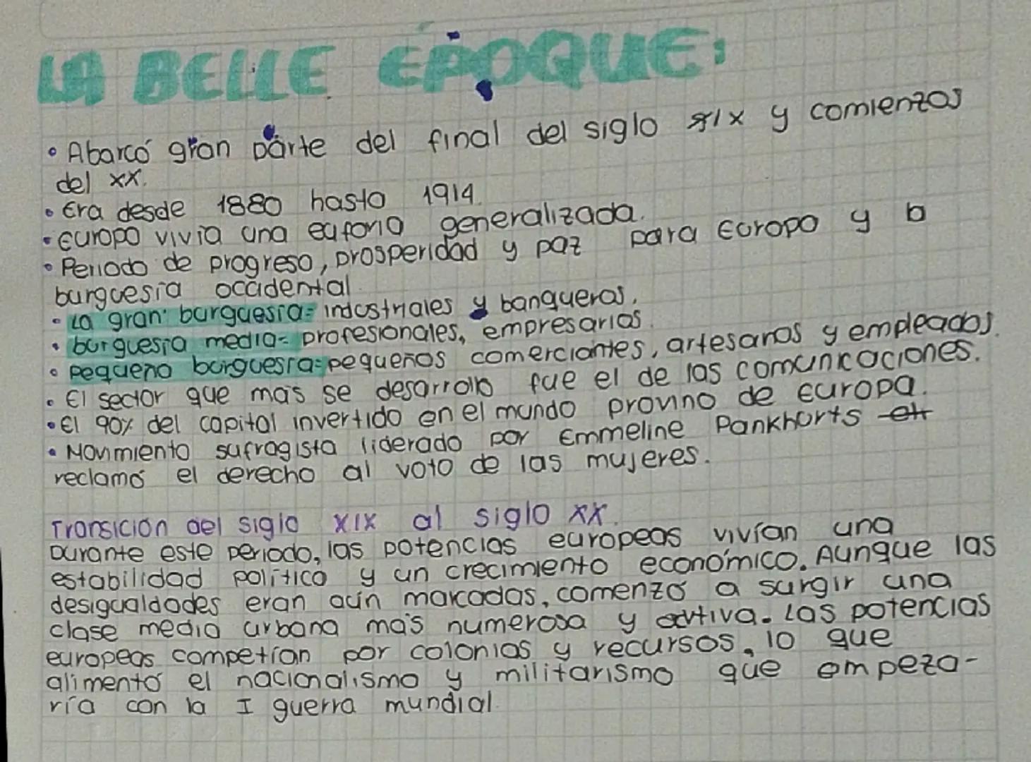 # LA BELLE ÉPOQUE:

- Abarcó gran parte del final del siglo XIX y comienzos del XX.
- Era desde 1880 hasta 1914.
- Europa vivía una euforia 