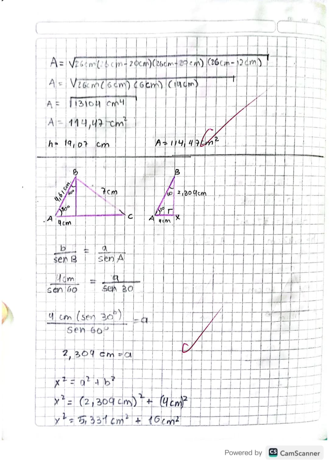 በት
Resuelve por pitagoras.
A
14 cm
5 cm
C
13,07m.
B
a² = 67-c²
12 = (14 km)² - (5cm)²
a² = 196 cm2 - 25cm²
=1131cm²
a = 13,07 cm.
m² = a+n²
