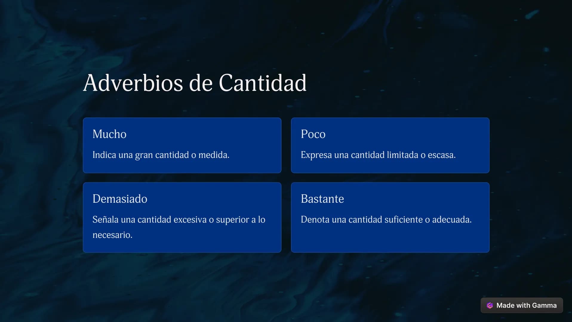 00
Adverbios: La Clave
de la Expresión
Precisa
Los adverbios son palabras indispensables que nos permiten describir
con mayor detalle accion