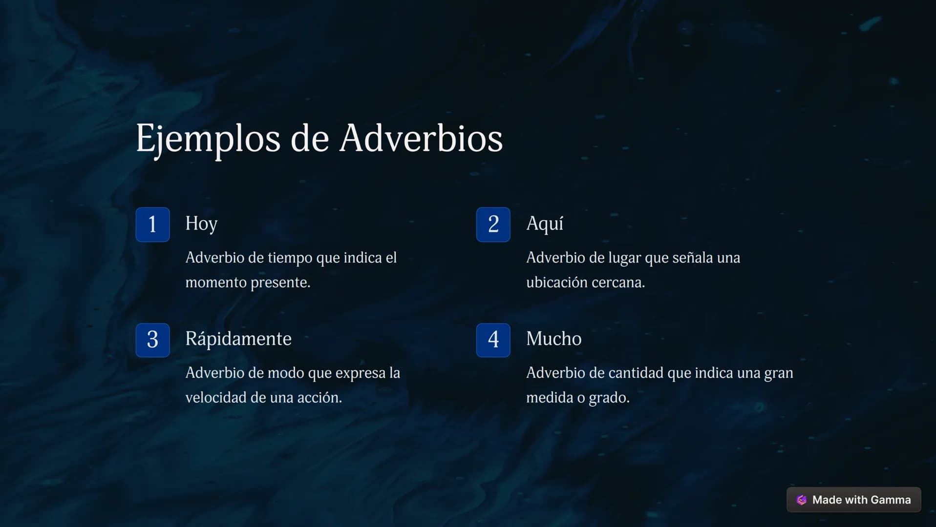 00
Adverbios: La Clave
de la Expresión
Precisa
Los adverbios son palabras indispensables que nos permiten describir
con mayor detalle accion
