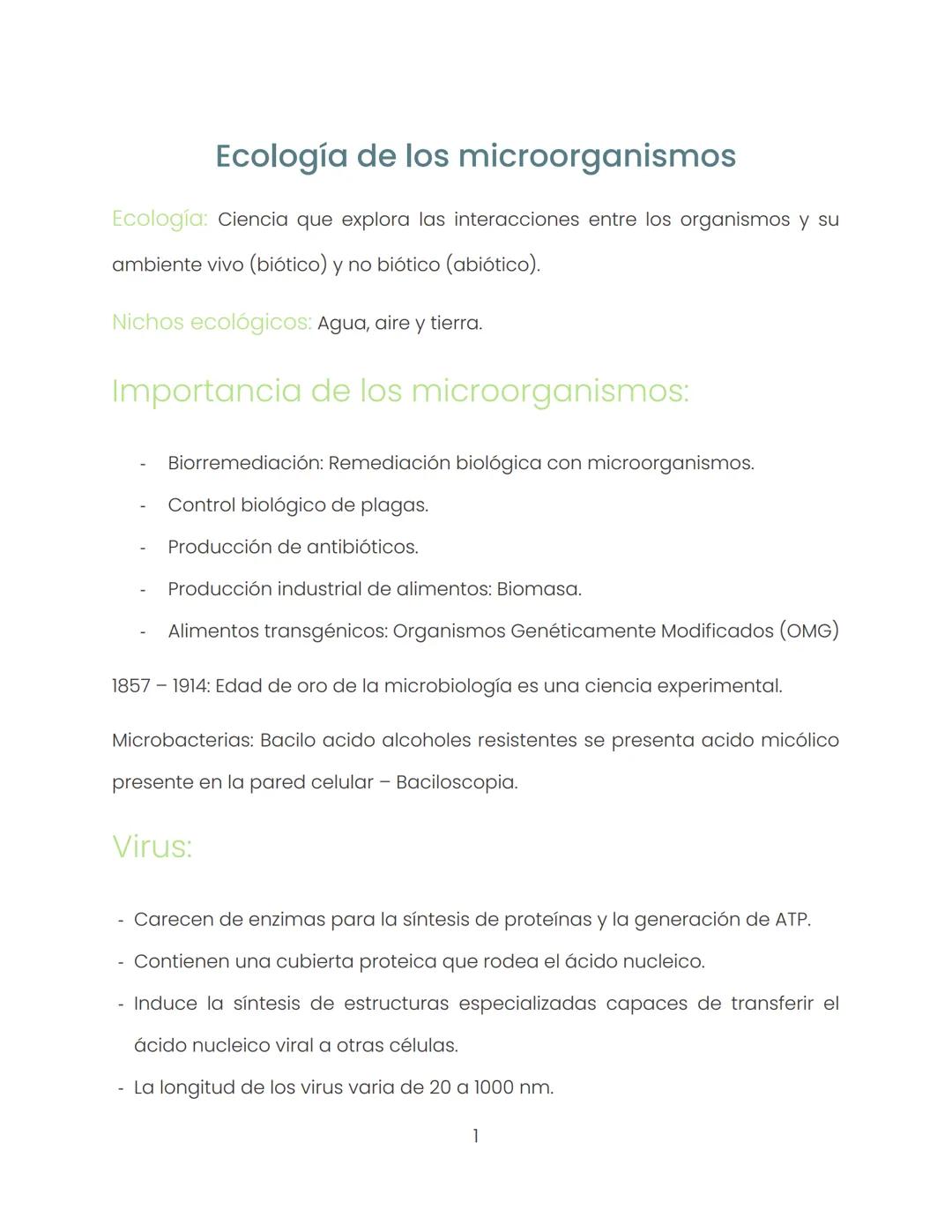 ## Ecología de los microorganismos

Ecología: Ciencia que explora las interacciones entre los organismos y su
ambiente vivo (biótico) y no b