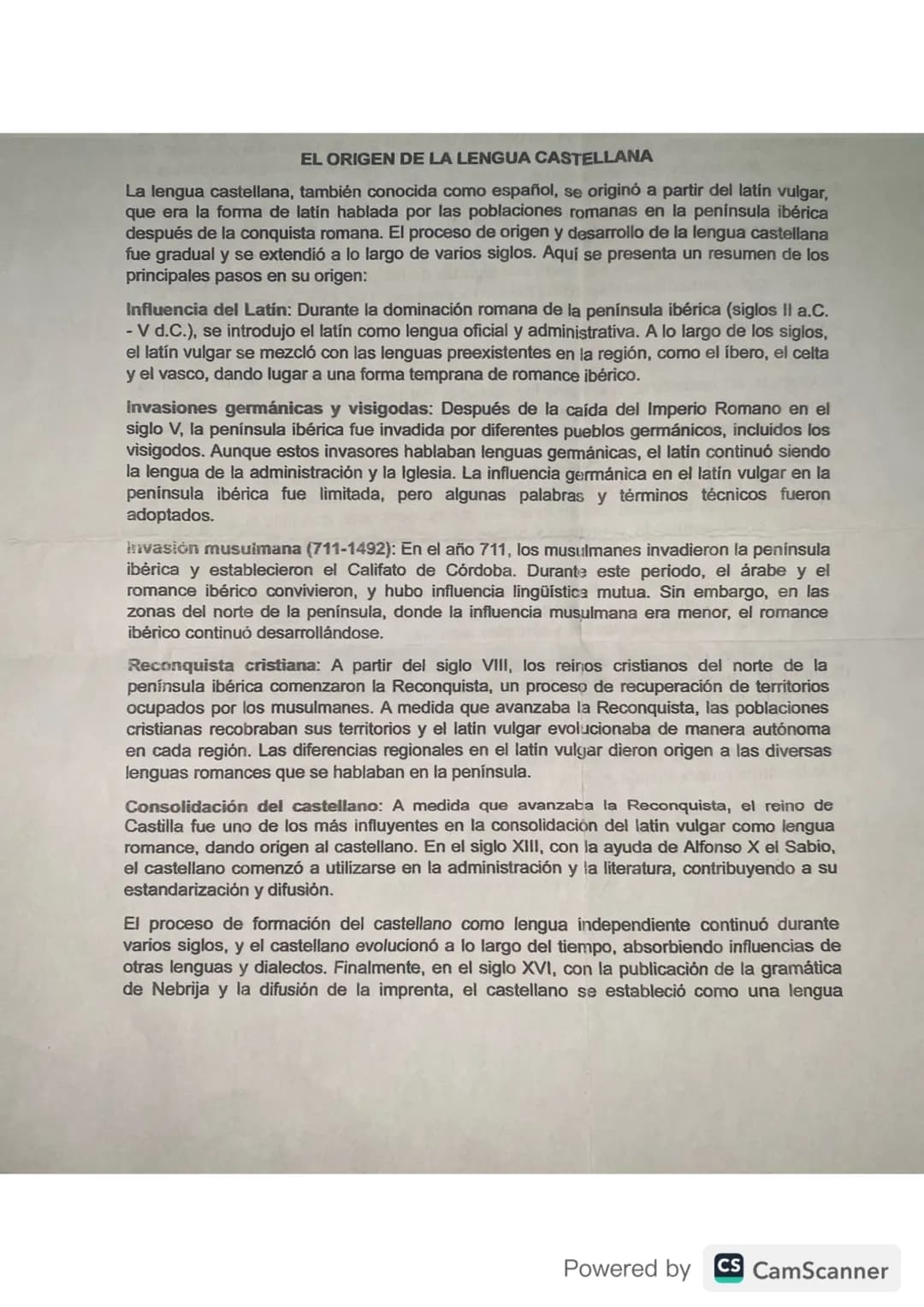 EL ORIGEN DE LA LENGUA CASTELLANA
La lengua castellana, también conocida como español, se originó a partir del latin vulgar,
que era la form