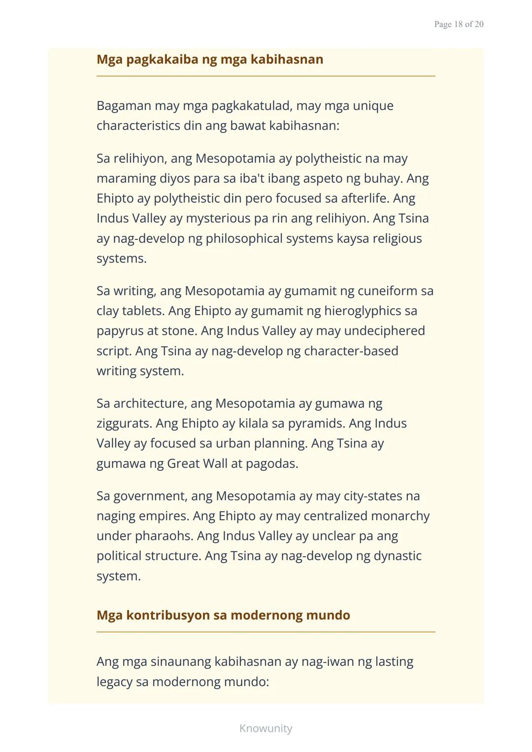 # Sinauang Kabihasnan ng Daigdig: Mesopotamia, Ehipto, Indus, at Tsina

Pag-aaral ng apat na mahahalagang sinaunang kabihasnan sa mundo

## 