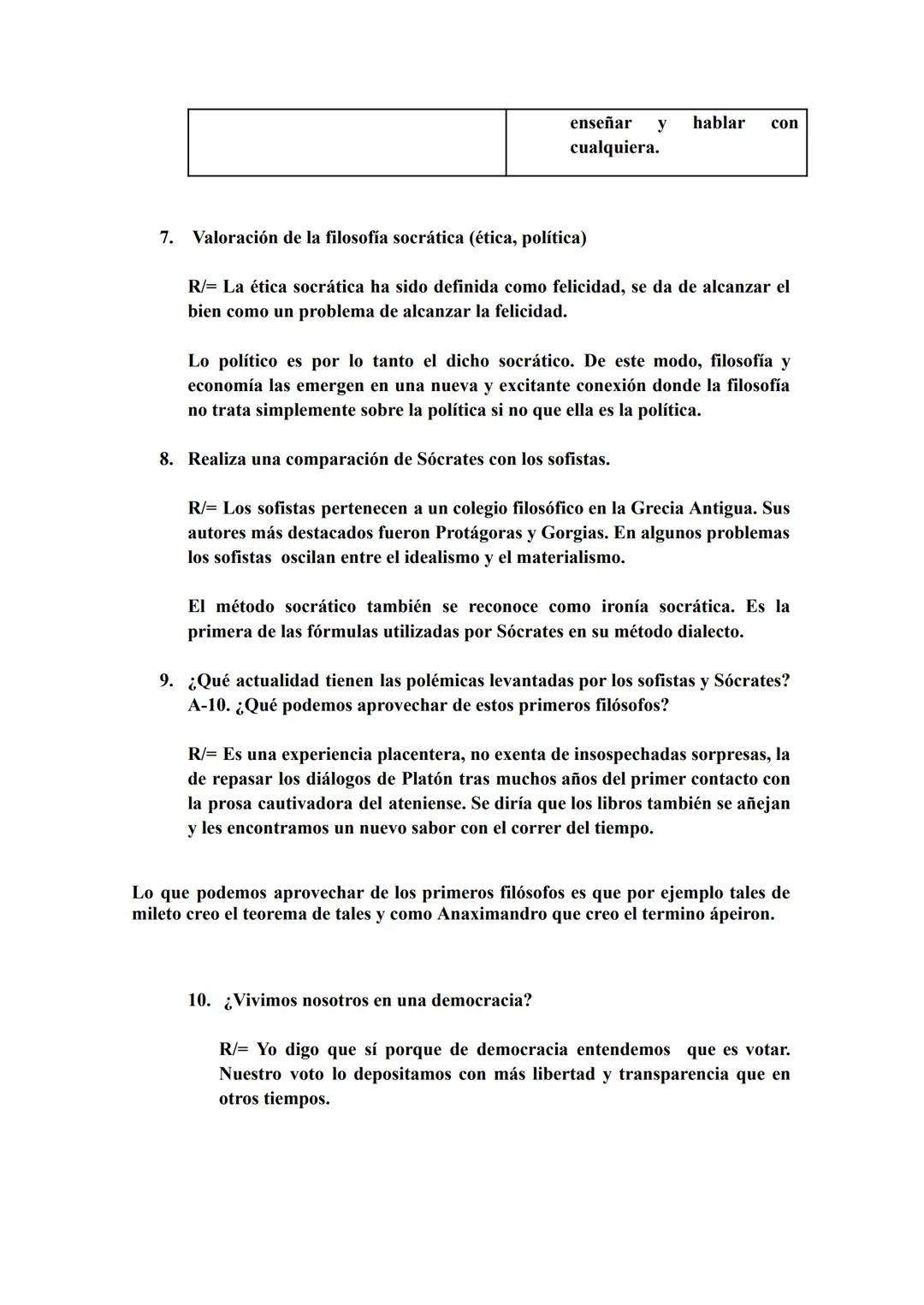 Trabajo de Filosofía
Sofistas y Sócrates
10-2
1. Explica dos cambios importantes que se producen en el siglo V a.C. en la
sociedad griega
R/