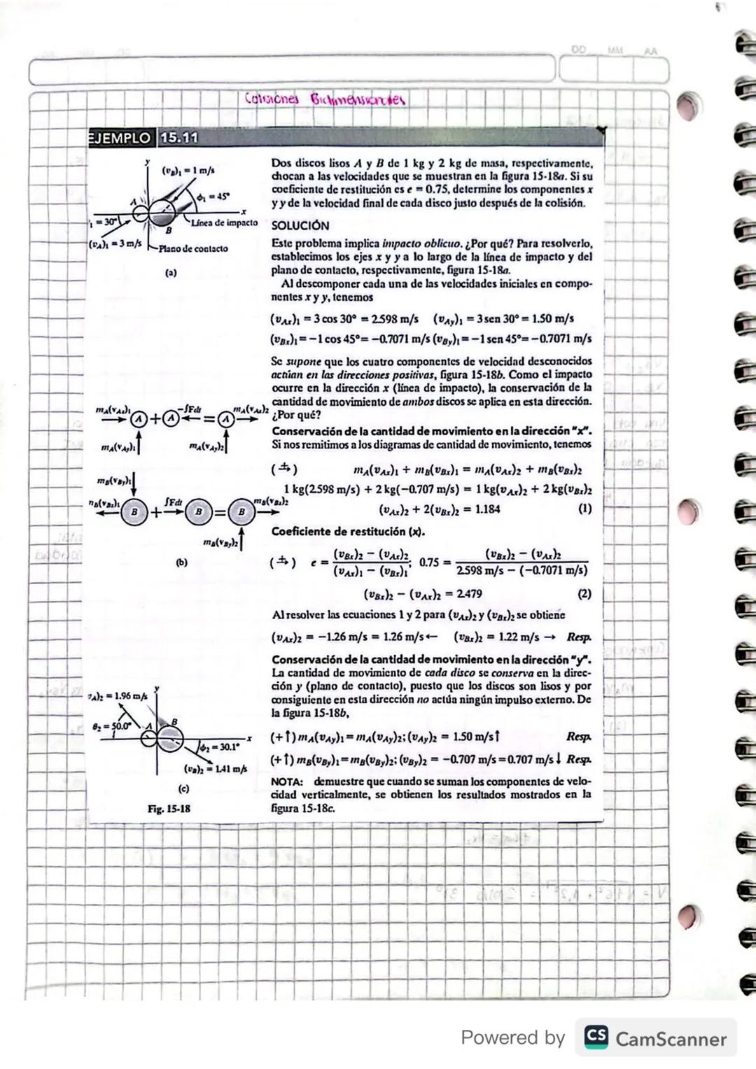 e
LI
ID
Em Em7 Ec₁ = 60₂
e= 1. se conserva la energía mecánica
Colvida
choque
Completamente elástico.
Impacto
En toda colisión
impacta
se co
