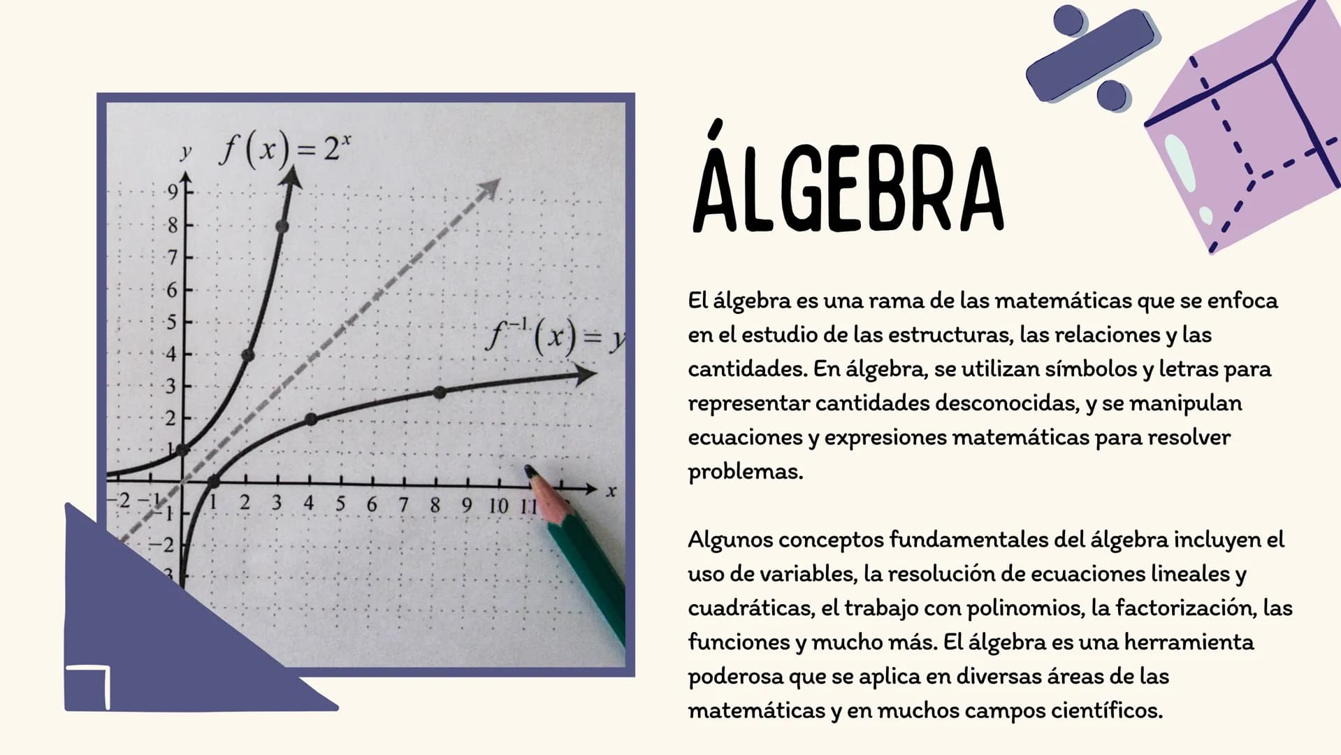 f(x)
Centro
Ensigna
PROYECTO DE
6 MATEMÁTICAS S
+/
Valentina
√x ÍNDICE
01. Proyecto de Matemáticas
02. Álgebra
03. Cálculo
04. Geometría
05.