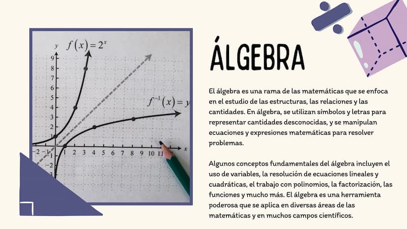 f(x)
Centro
Ensigna
PROYECTO DE
6 MATEMÁTICAS S
+/
Valentina
√x ÍNDICE
01. Proyecto de Matemáticas
02. Álgebra
03. Cálculo
04. Geometría
05.