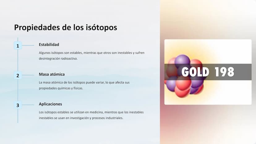 Estructura atómica: Partículas
subatómicas, número atómico y
másico, isotopos
Explore la composición fundamental de la materia, desde las pa