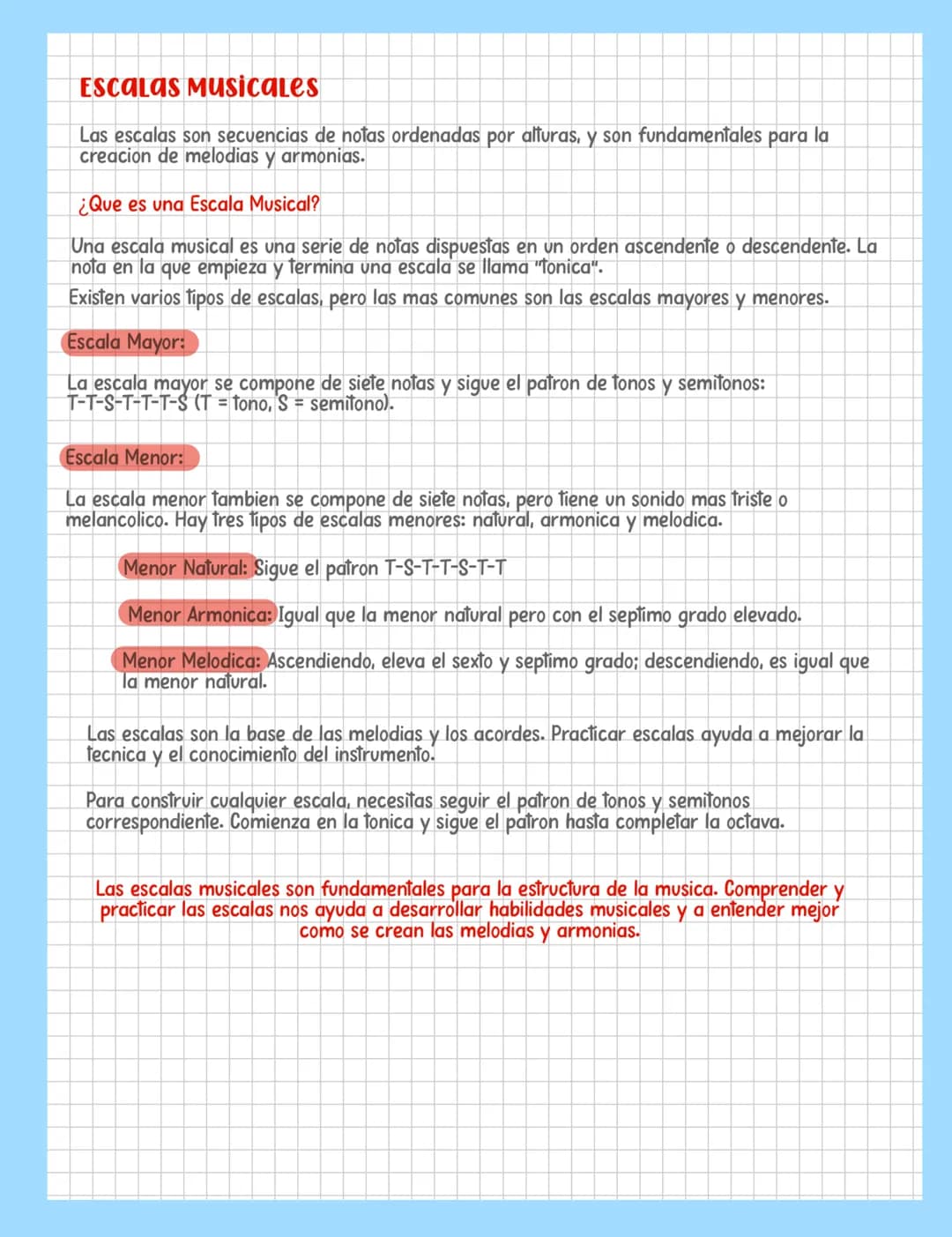 Escalas Musicales
Las escalas son secuencias de notas ordenadas por alturas, y son fundamentales para la
creacion de melodias y armonias.
¿Q