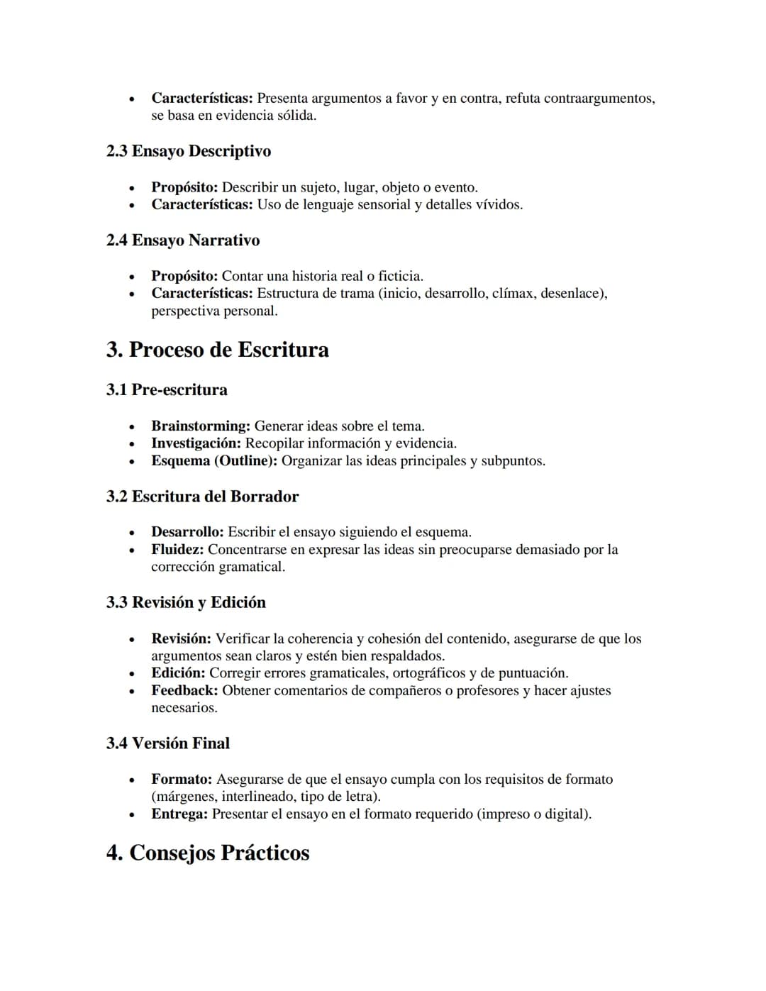 Escritura de Ensayos
APUNTES//
1. Estructura del Ensayo
1.1 Introducción
•
•
Propósito: Presentar el tema y captar la atención del lector.
C