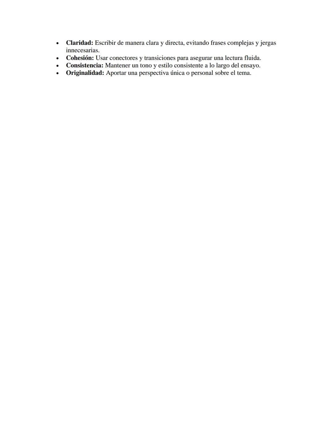 Escritura de Ensayos
APUNTES//
1. Estructura del Ensayo
1.1 Introducción
•
•
Propósito: Presentar el tema y captar la atención del lector.
C