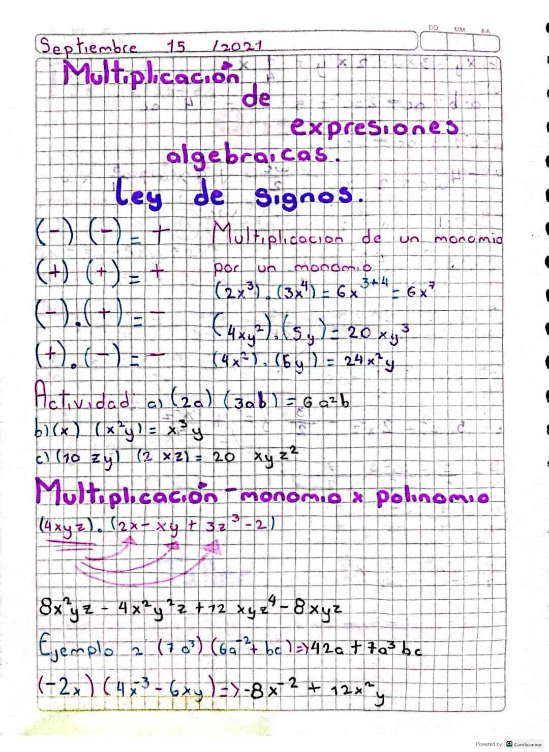 Multiplicación y división algebraica