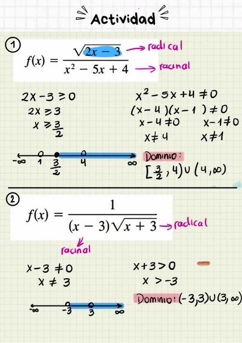 1
f(x)
=
=Actividad
√2x
2x - 3
A
radical
r2 – 5x + 4 → raanal
2X-30
2X 3
X3
x = 3/2
-
+4 -
x2 -5x+470
(x-4)(x-1) #0
x-4=0 X-10
2
81
f(x)
om/
