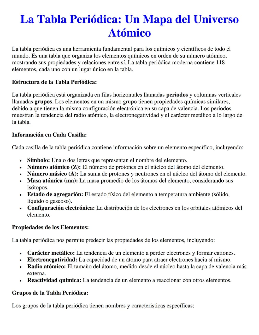 La Tabla Periódica: Un Mapa del Universo
Atómico
La tabla periódica es una herramienta fundamental para los químicos y científicos de todo e