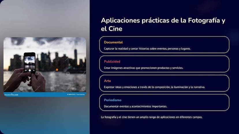 la Fotografía y el
Cine
En este curso exploraremos el mundo de la fotografía y el cine, dos
formas de arte que capturan la realidad de maner