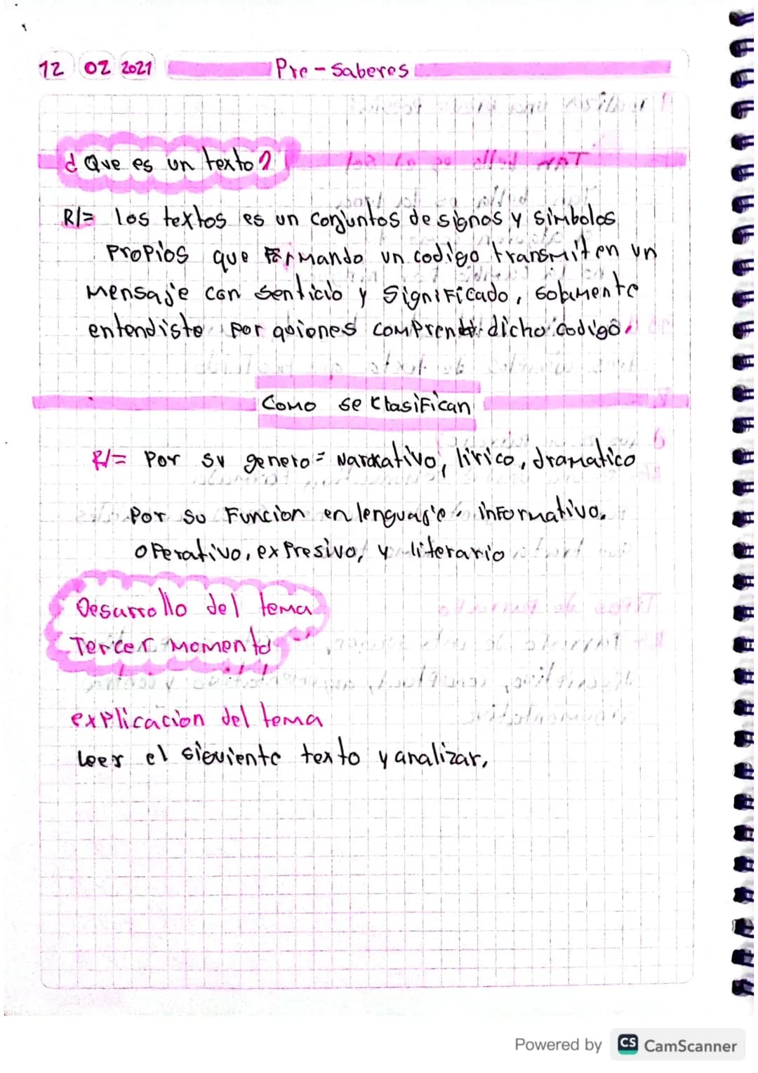 1202 2021
d
Que es un texto 2
Pre-Saberes
30
R/= los textos es un Conjuntos de signos y simbolos
Propios que Formando un codigo transmiten u
