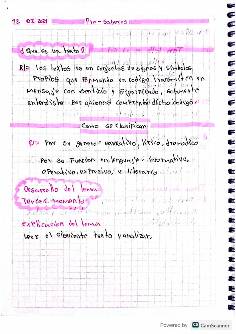 1202 2021
d
Que es un texto 2
Pre-Saberes
30
R/= los textos es un Conjuntos de signos y simbolos
Propios que Formando un codigo transmiten u
