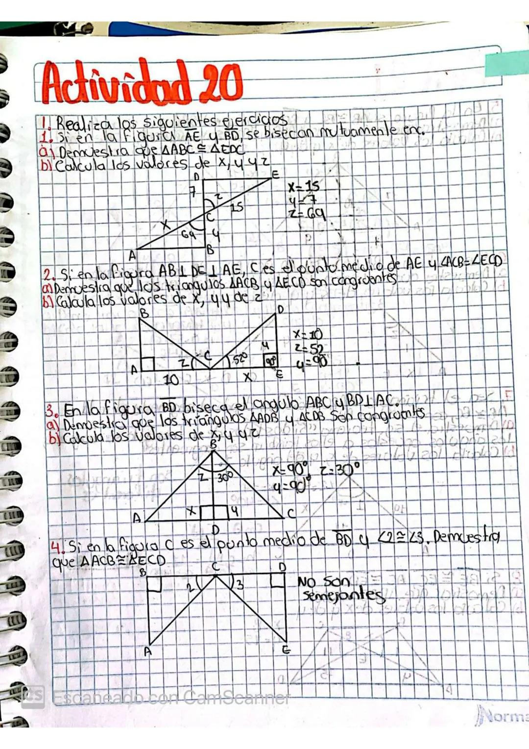 # Actividad 20

I. Realiza los siguientes ejercicios

• 1. si en la figurici AE y BD, se bisecan mutuamente enc.
a) Demuestra qфе ДАВС ДЕРС
