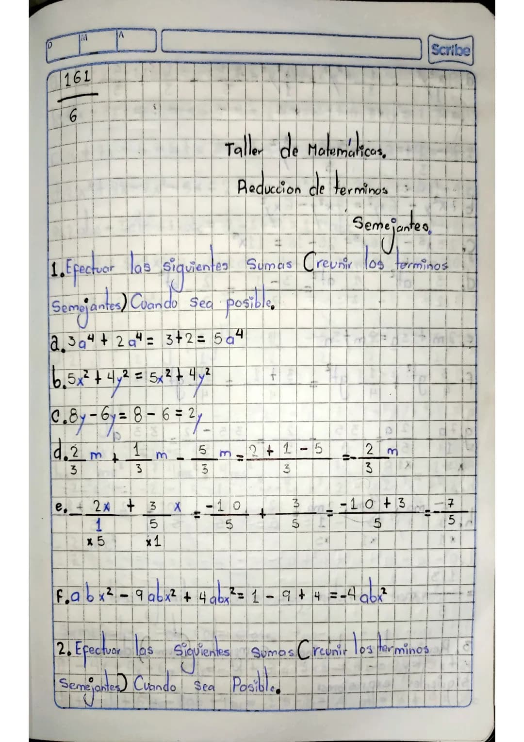 Reducción de terminos semejantes