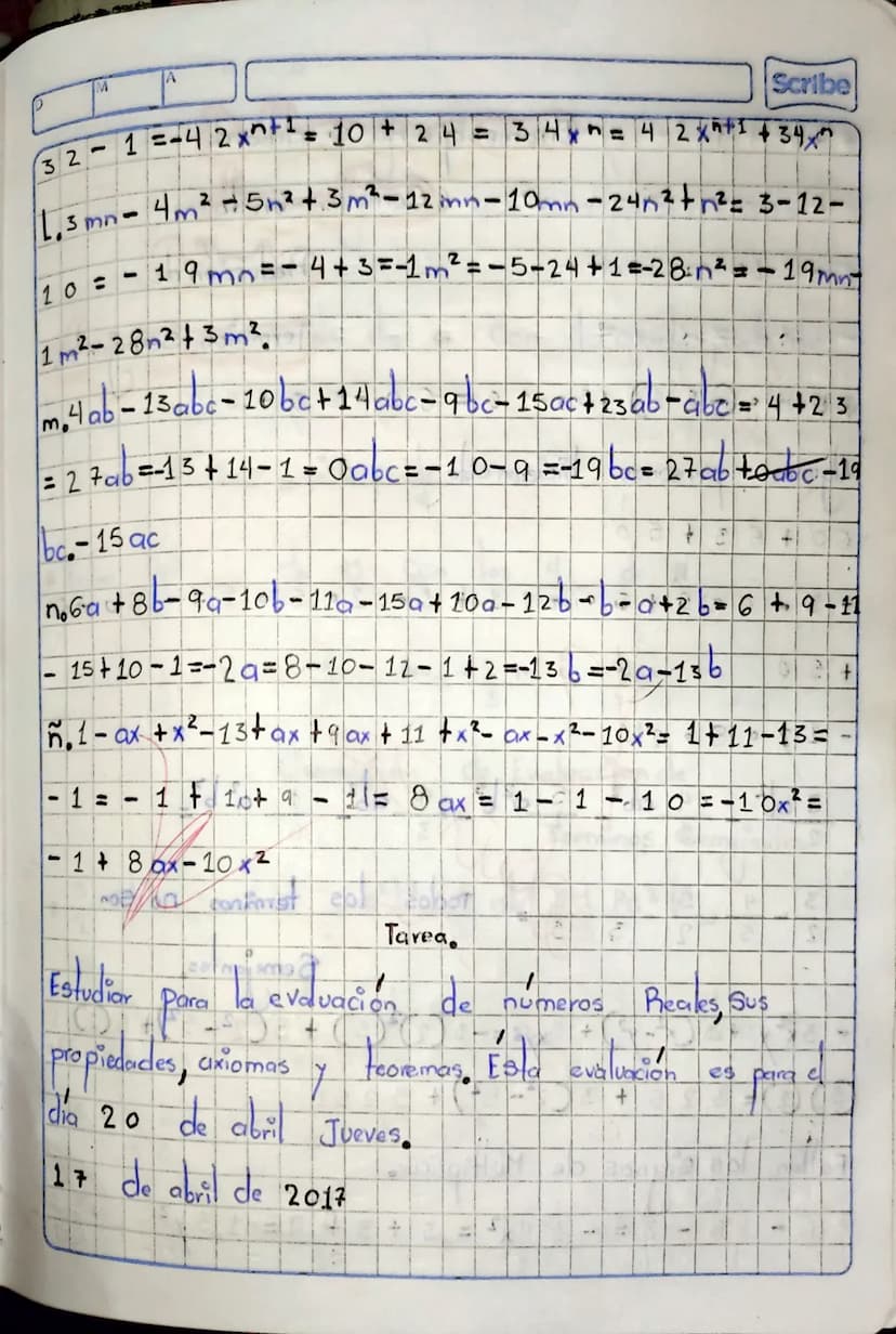 M
161
6
i
Taller de Matematicas,
Reduccion de terminos
Scribe
Semejantea
1. Epectuor
Tas
Siguientes Sumas Creunir los forminos
Semejantes) C