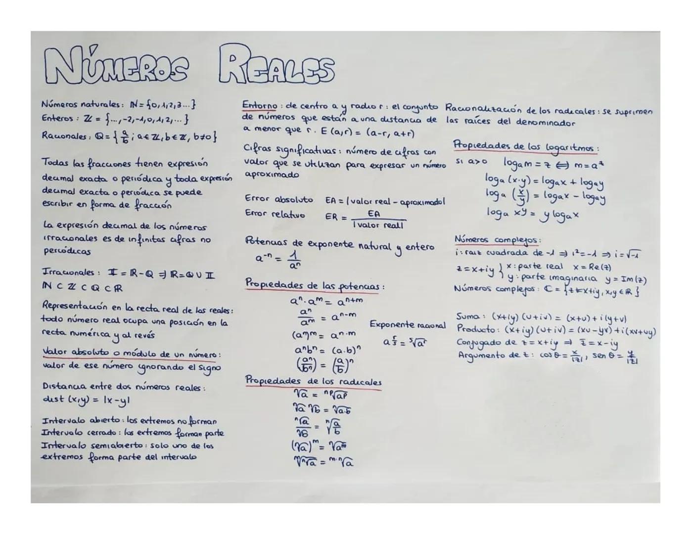 # NÚMEROS REALES

Números naturales: N= {0,1,2,3...}
Enteros: 24 = f...,-2,-1,0,1,2,...}
Rauonales: Q={; Qez, bez, b≠0}

Todas las fraccione