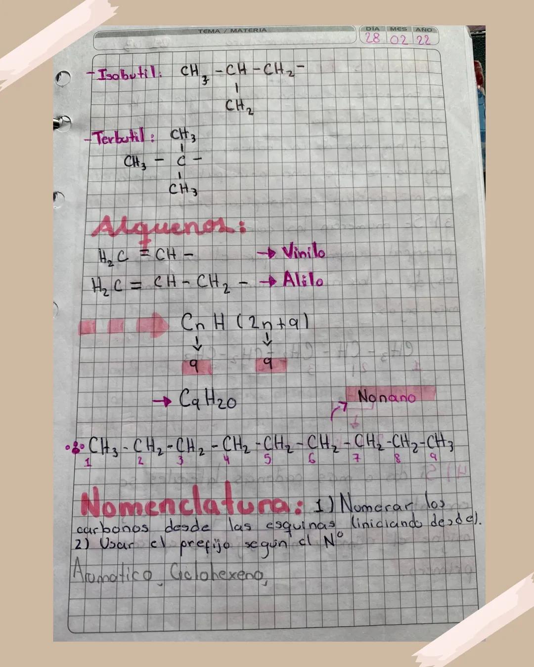 Hidrocarburos
Apuntes para Bachillerato TEMA/MATERIA
DIA MES AÑO
28 02
122
Hidrocarburos:
Union de carbonos e hidrógenos
Son
alcanos
SUS
tip