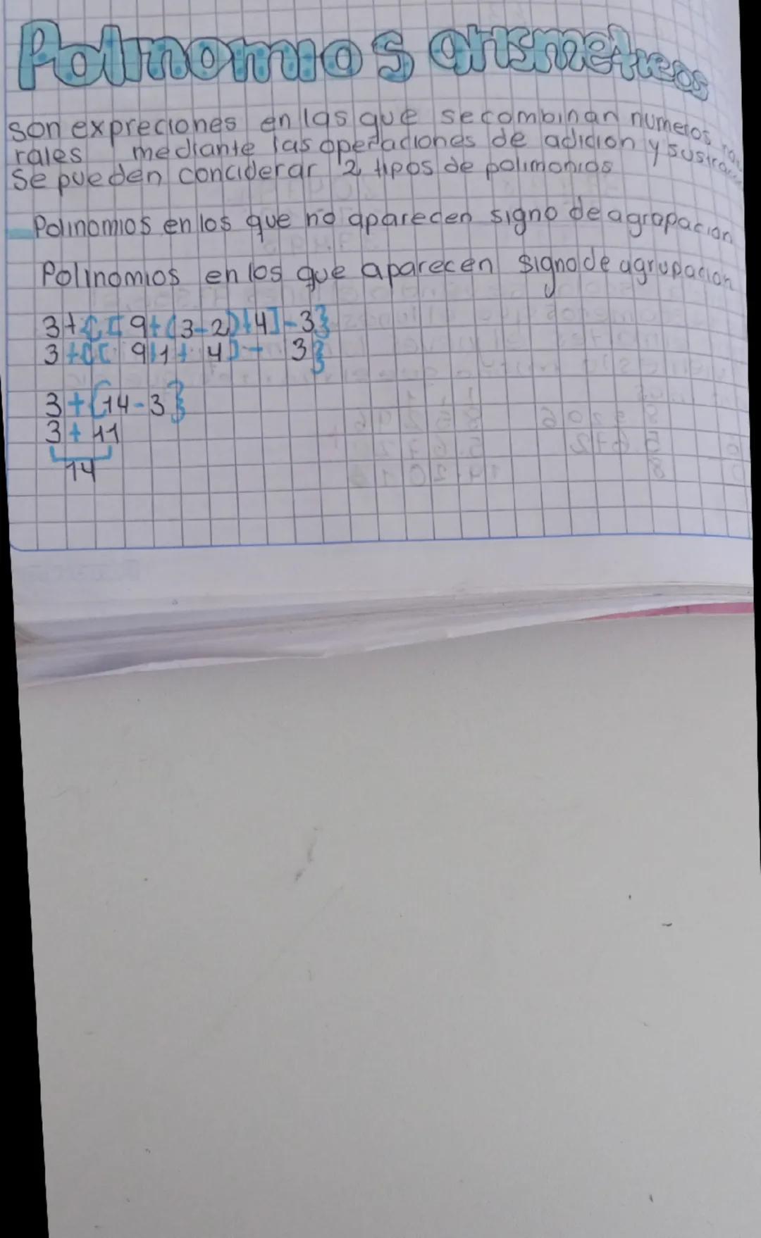 Apunte de polinomios arismeticos matemáticas grado 6