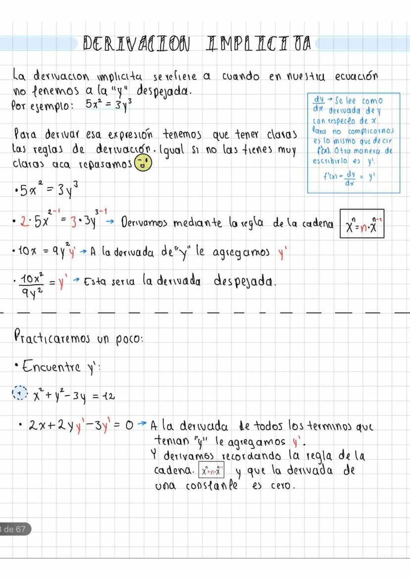 DERIVACION IMPLICT JA
La derivacion implicita se refiere a
no tenemos a la "y" despejada.
Por ejemplo:
5x = 3y³
cuando en nuestra ecuación
P