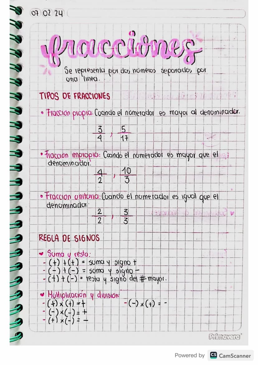 070224
Praccimes
Se
representa
una linea.
por
dos números separados por
TIPOS DE FRACCIONES
0
Fracción propia: Cuando el númerador es mayor 