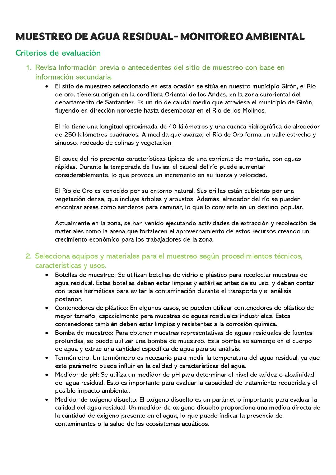 Guía Práctica de Monitoreo Ambiental: Ejemplo de Informe Técnico