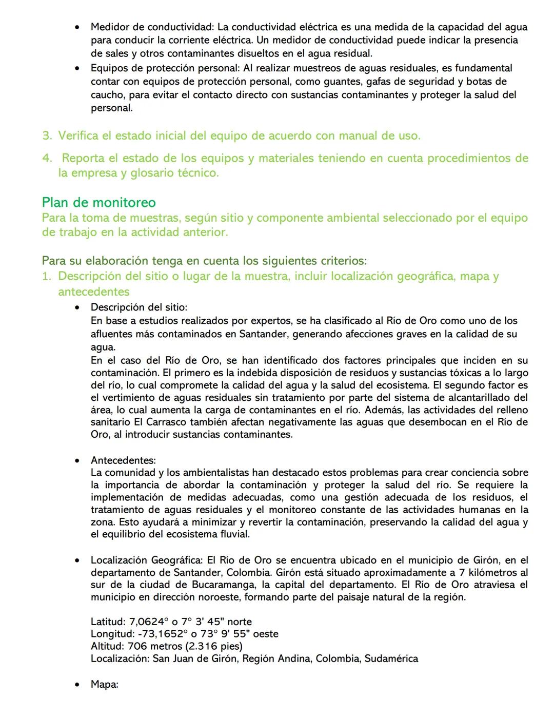 MUESTREO DE AGUA RESIDUAL-MONITOREO AMBIENTAL
Criterios de evaluación
1. Revisa información previa o antecedentes del sitio de muestreo con 