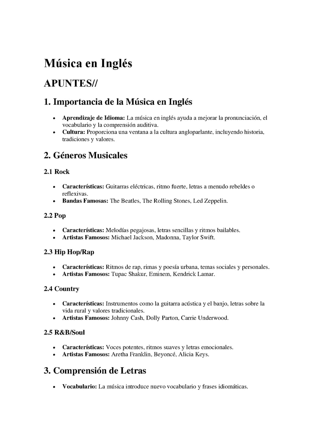Música en Inglés
