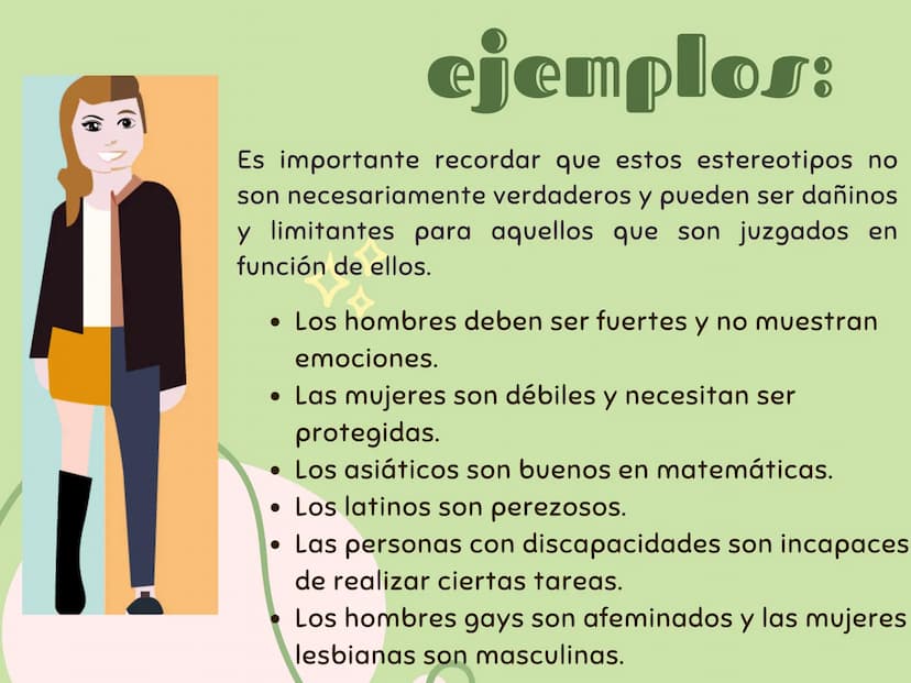ESTERIOTIPOS
SOCIALES LOS
ESTERIOTIPOS
Los estereotipos son construcciones
culturales creadas en torno a un grupo
humano, que se basan en
ge