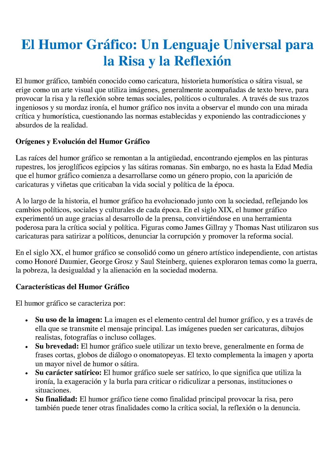 Historia del Humor Gráfico: Orígenes y Características