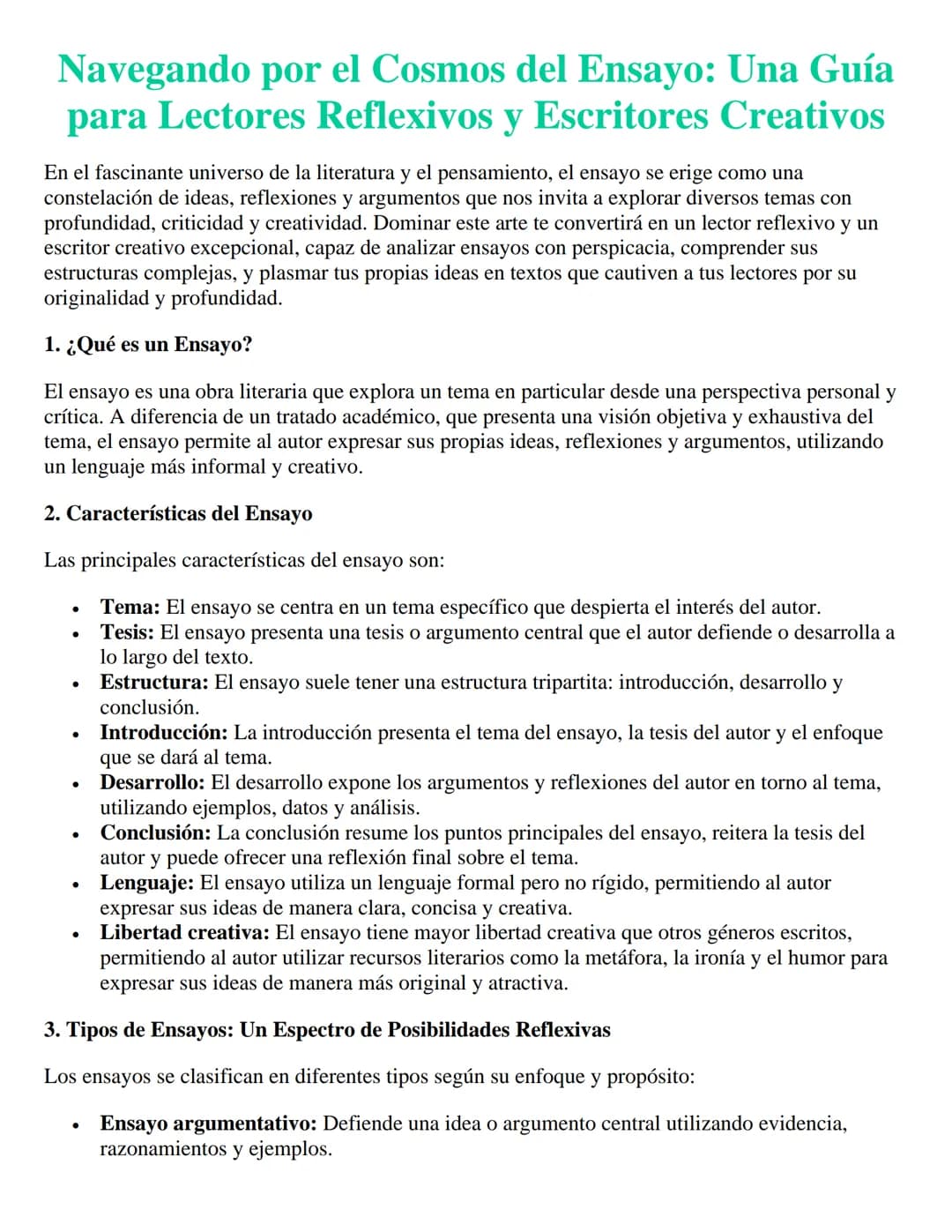 Navegando por el Cosmos del Ensayo: Una Guía
para Lectores Reflexivos y Escritores Creativos
En el fascinante universo de la literatura y el