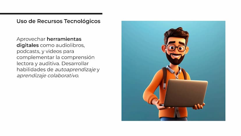 Estrategias para Mejorar la
Comprensión Lectora y
Auditiva en Entornos
Académicos Entender la importancia de la
comprensión lectora y auditi