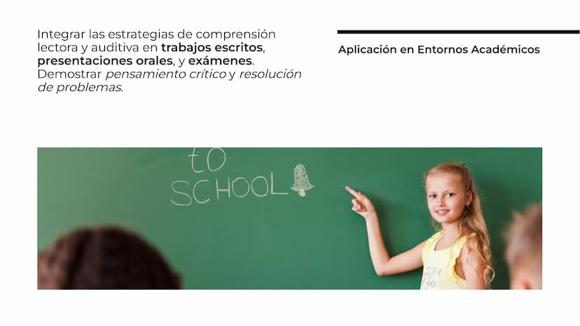 Estrategias para Mejorar la
Comprensión Lectora y
Auditiva en Entornos
Académicos Entender la importancia de la
comprensión lectora y auditi