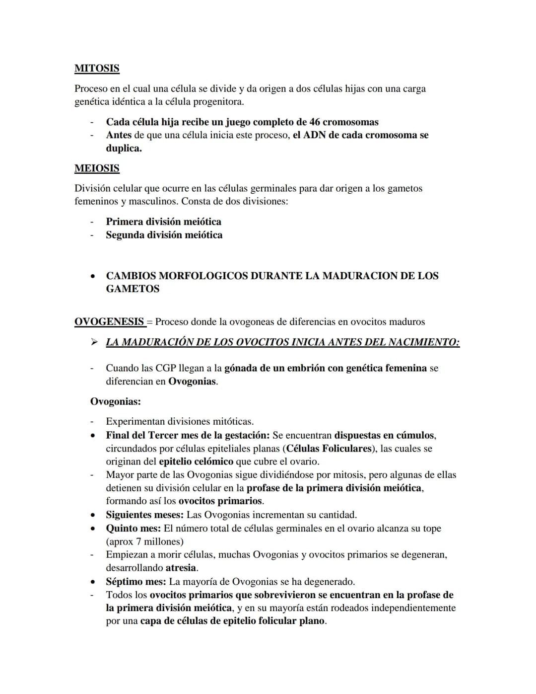 PRIMER CORTE EMBRIOLOGIA
GAMETOGENESIS
Conversión de células germinales en gametos masculinos y femeninos
•
CÉLULAS GERMINALES PRIMORDIALES
