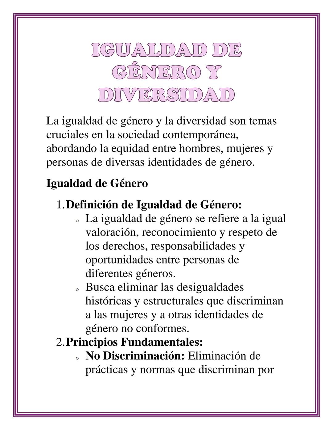 # IGUALDAD DE
## GÉNERO Y
# DIVERSIDAD

La igualdad de género y la diversidad son temas
cruciales en la sociedad contemporánea,
abordando la