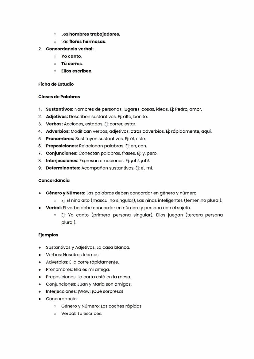 Gramática: Clases de palabras y Concordancia
Introducción
La gramática es el conjunto de reglas que rige el uso de un idioma. Dentro de la
g